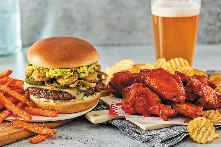 jalapeno heatwave burger and bone in wings