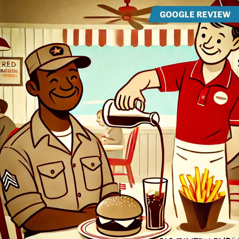 Illustration of a veteran being served on Veterans Day